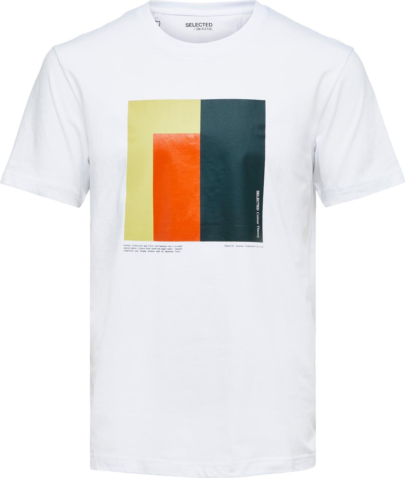 SELECTED HOMME Tričko bílá / noční modrá / pastelově žlutá / oranžová
