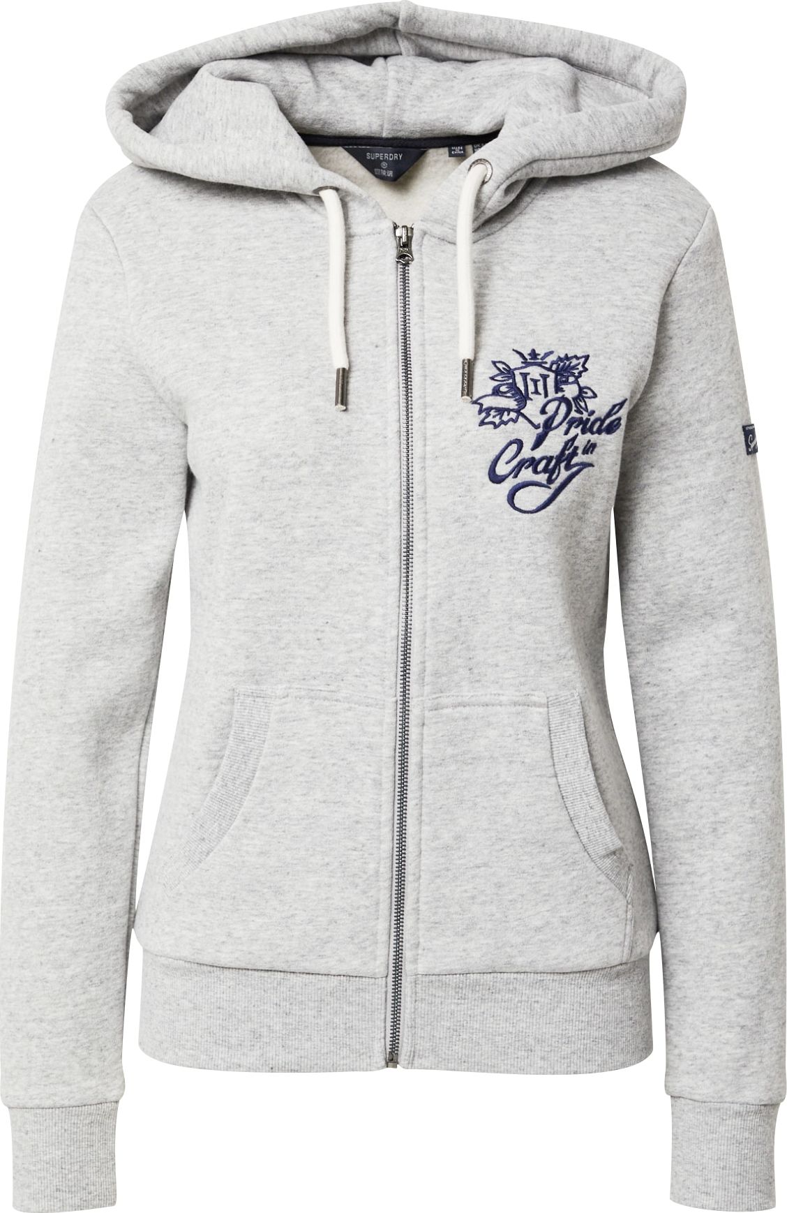 Superdry Mikina s kapucí šedá / námořnická modř