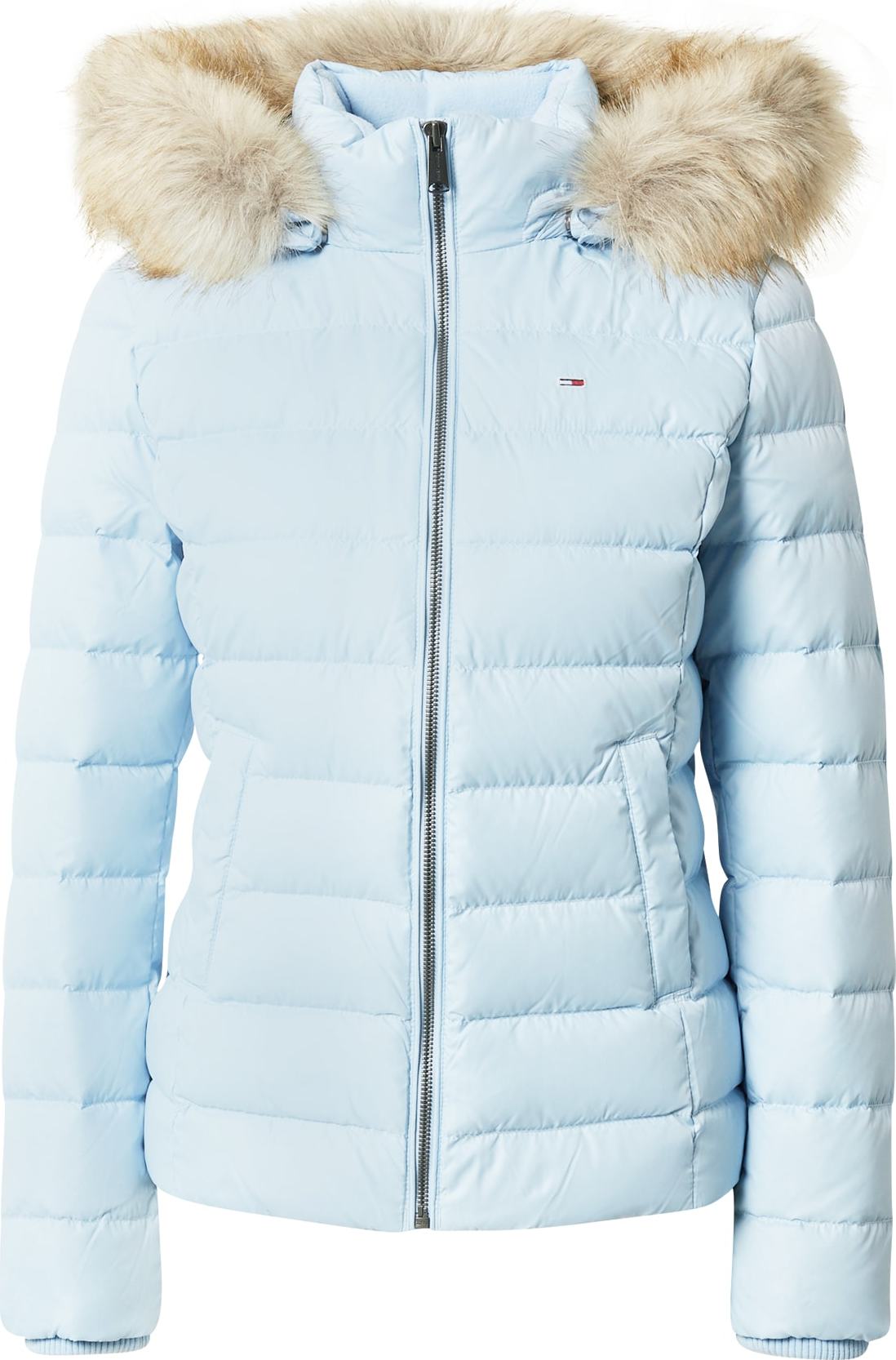 Tommy Jeans Zimní bunda světlemodrá / námořnická modř / bílá / ohnivá červená