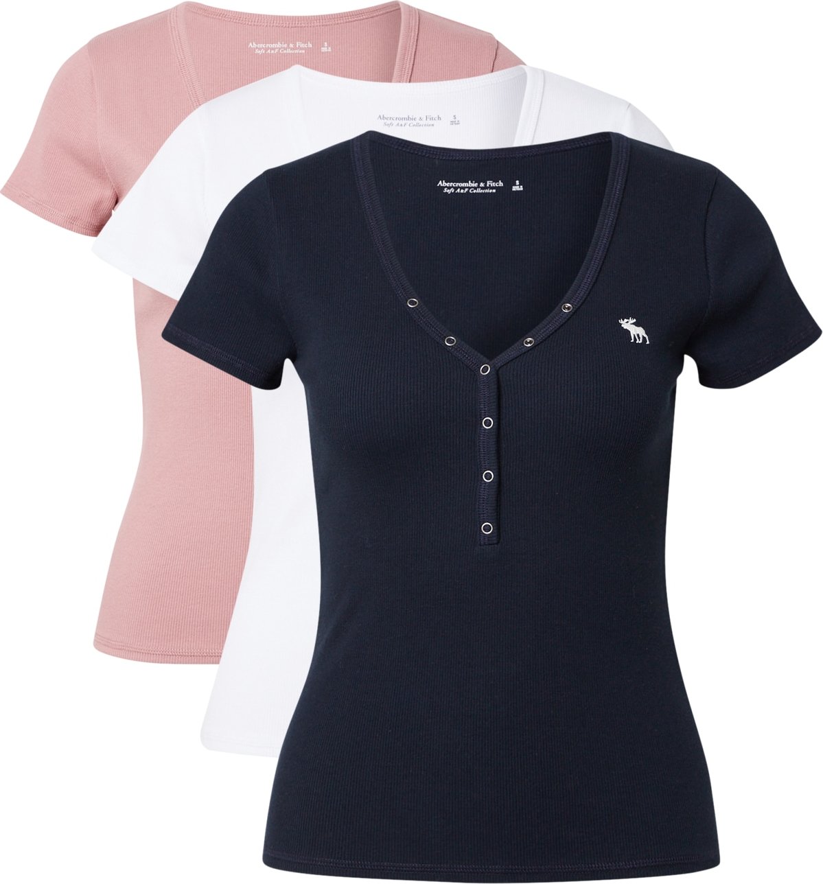 Abercrombie & Fitch Tričko růžová / bílá / námořnická modř