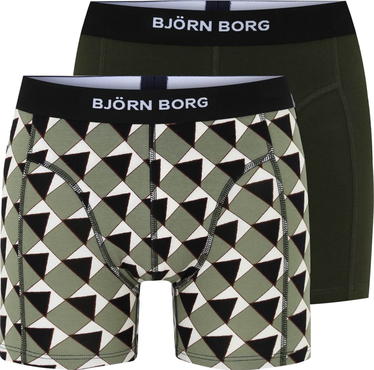 BJÖRN BORG Boxerky bílá / černá / khaki / tmavě zelená / tmavě hnědá