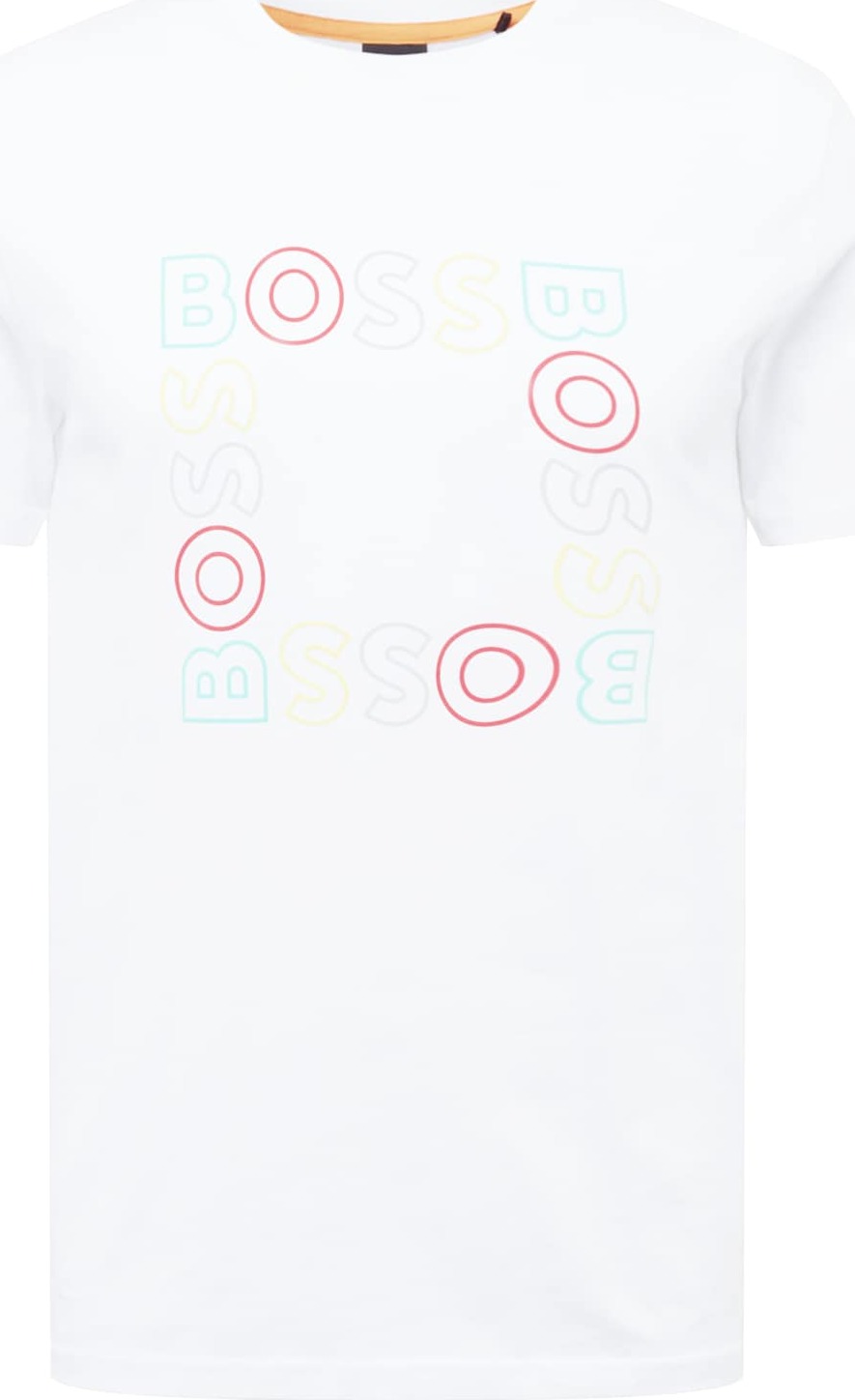 BOSS Orange Tričko 'Teesquare' bílá / tyrkysová / žlutá / šedá