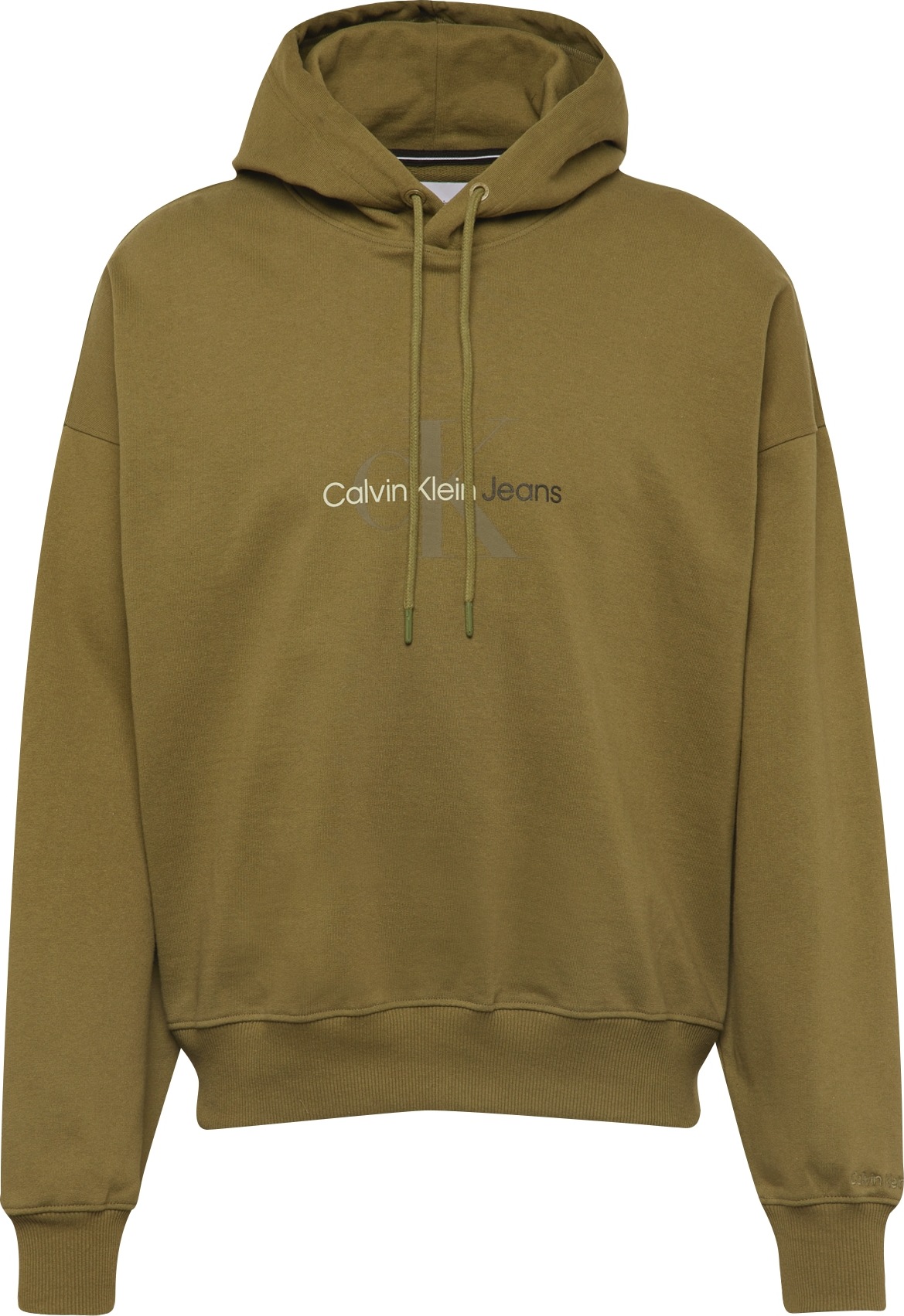 Calvin Klein Jeans Mikina olivová / bílá / šedá / černá