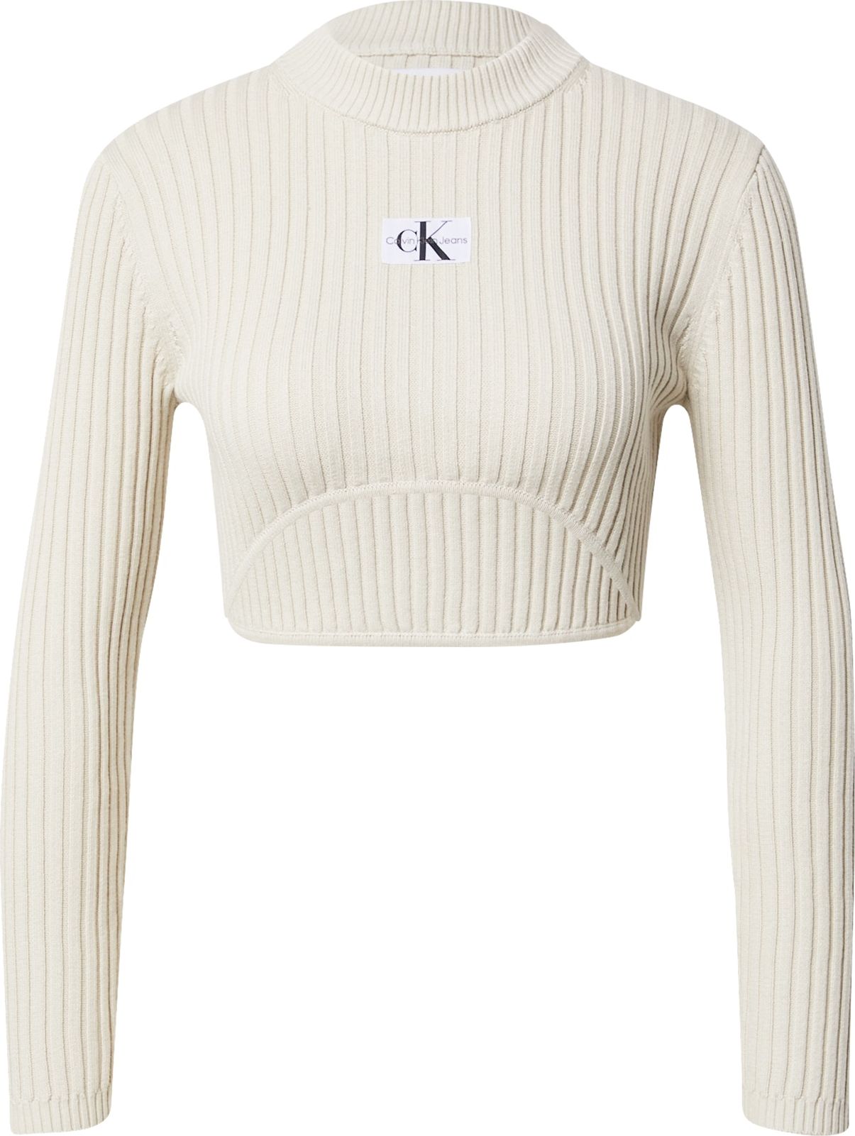 Calvin Klein Jeans Svetr barva vaječné skořápky / bílá / černá