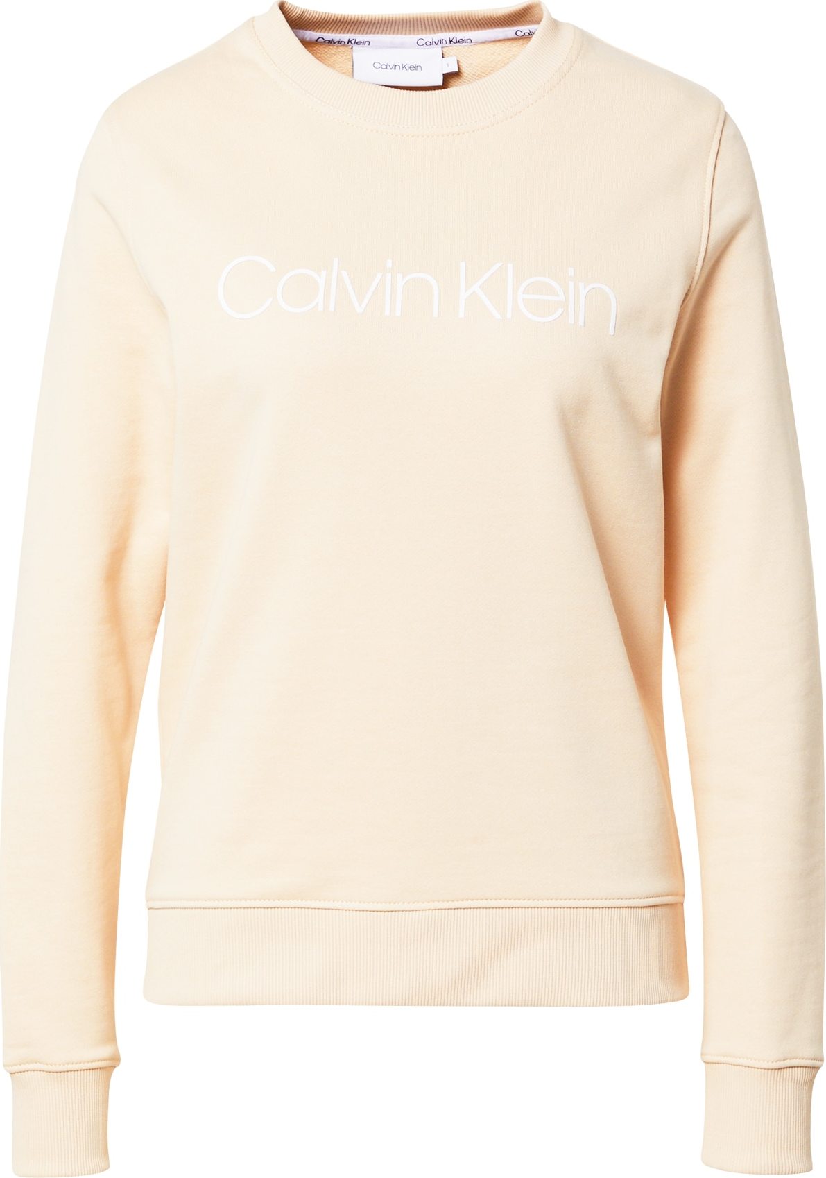 Calvin Klein Mikina béžová / bílá