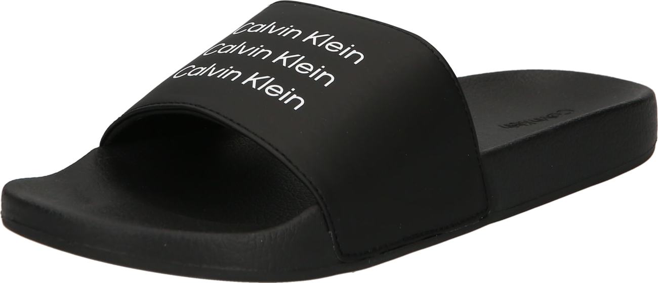 Calvin Klein Pantofle 'ALBERT' černá / bílá