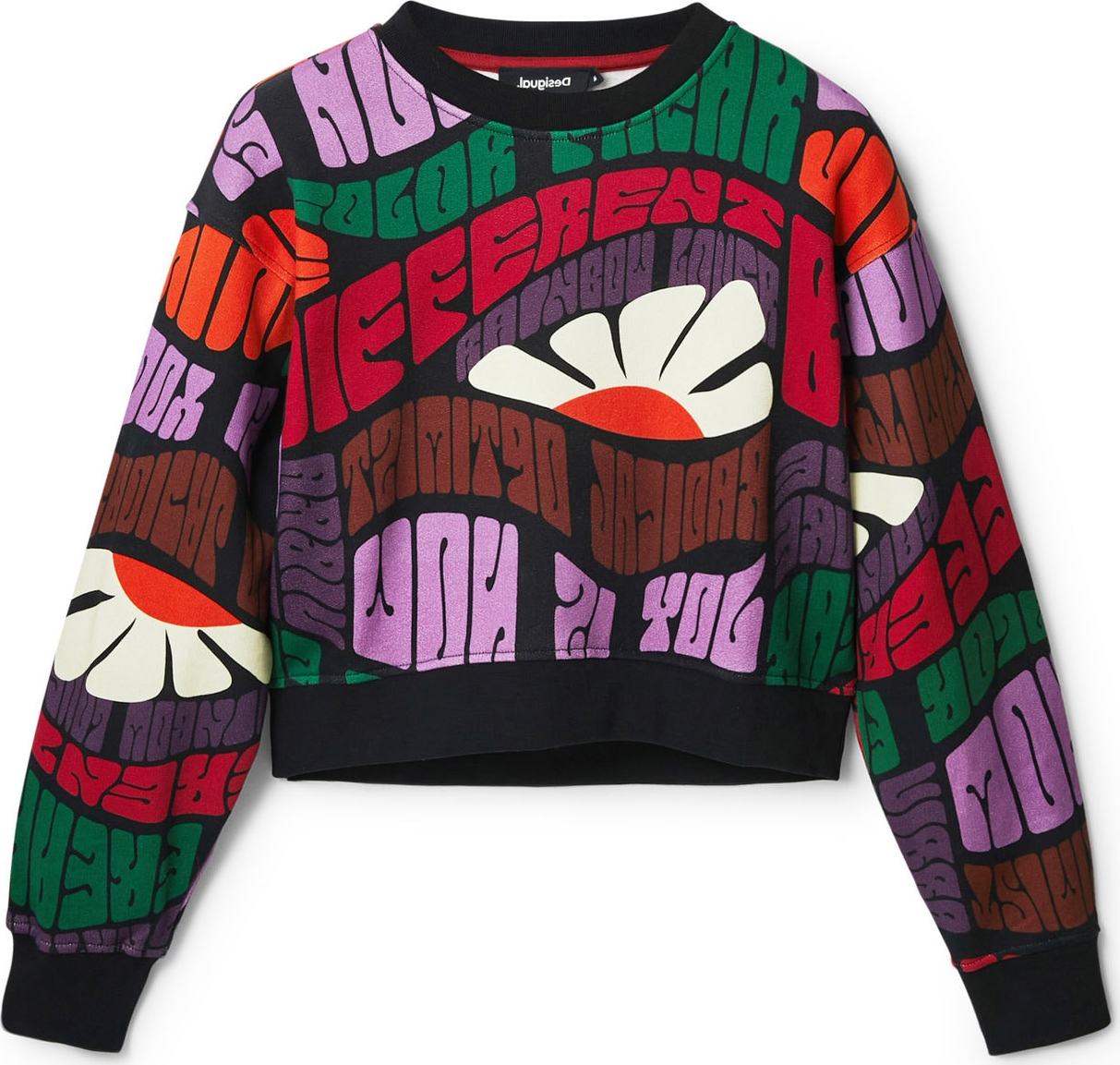 Desigual Mikina 'EMMA' černá / bílá / zelená / oranžová