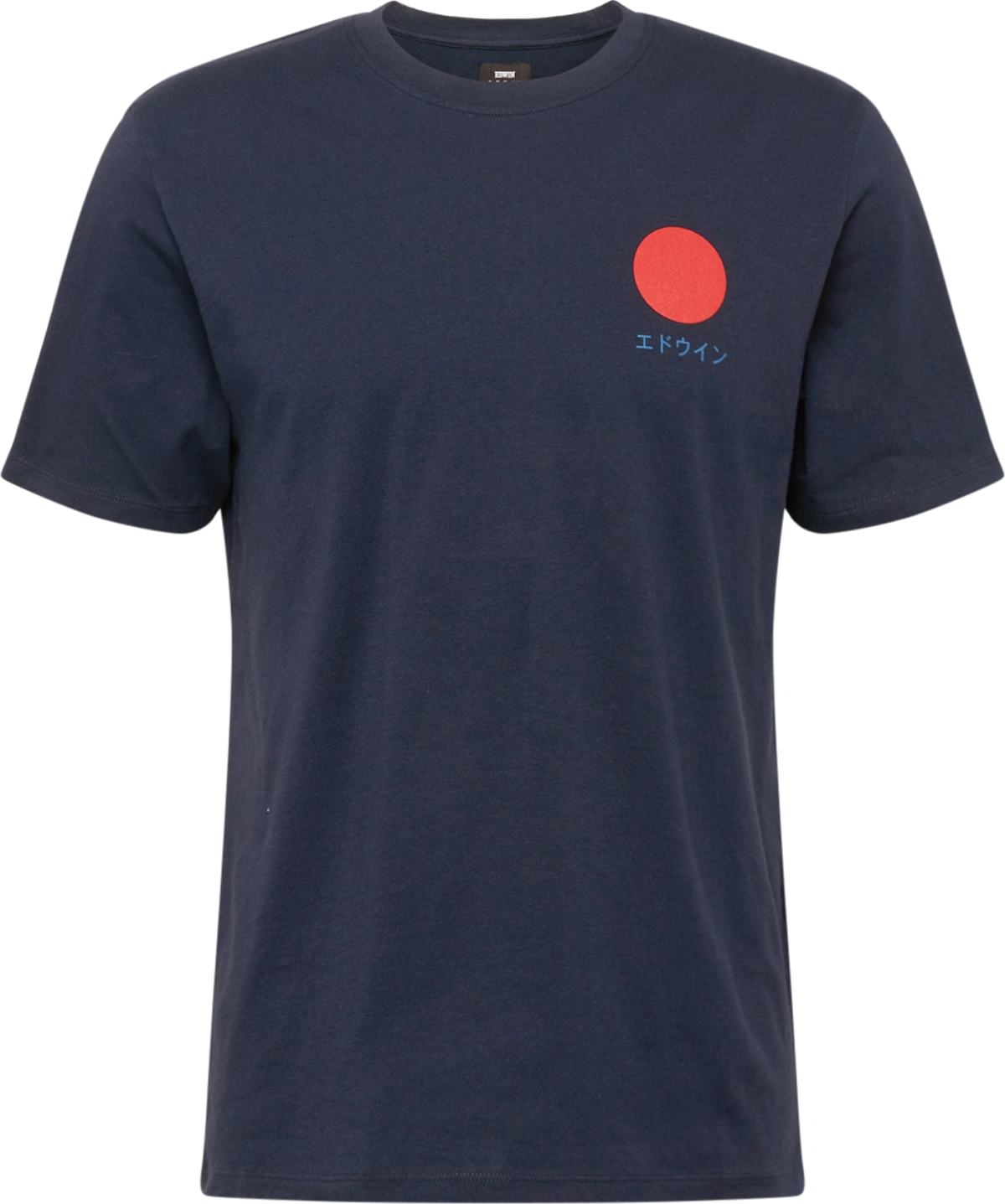 EDWIN Tričko 'Japanese Sun' námořnická modř / červená / modrá