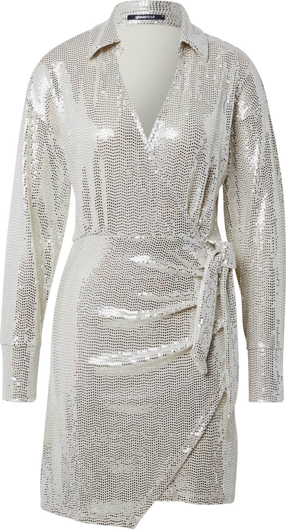 Gina Tricot Košilové šaty 'Taylor' stříbrná / béžová
