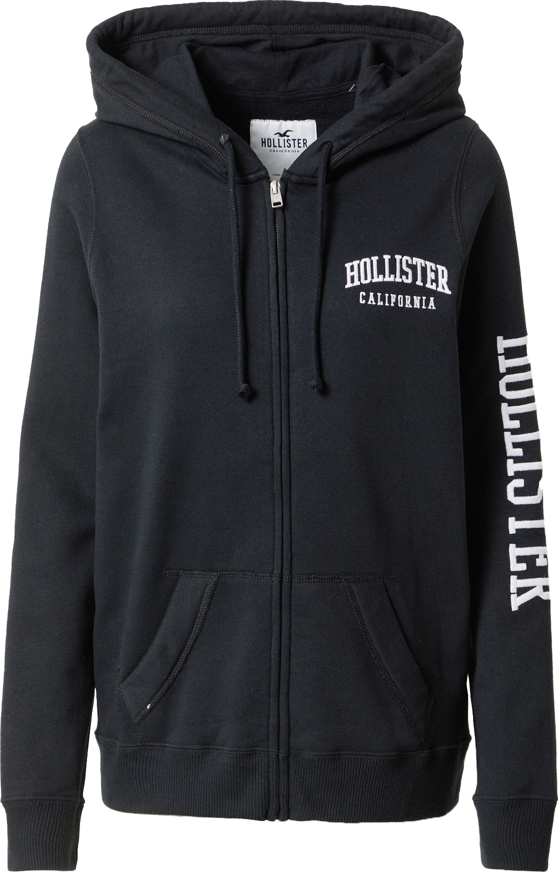 HOLLISTER Mikina s kapucí černá / bílá