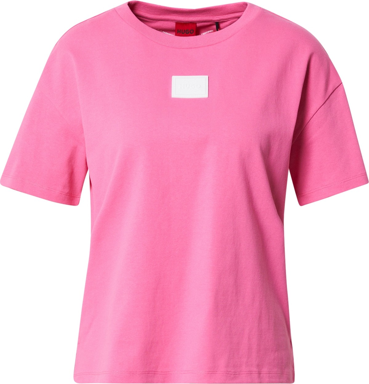 HUGO Tričko 'The Boxy Tee 12' pink / krémová
