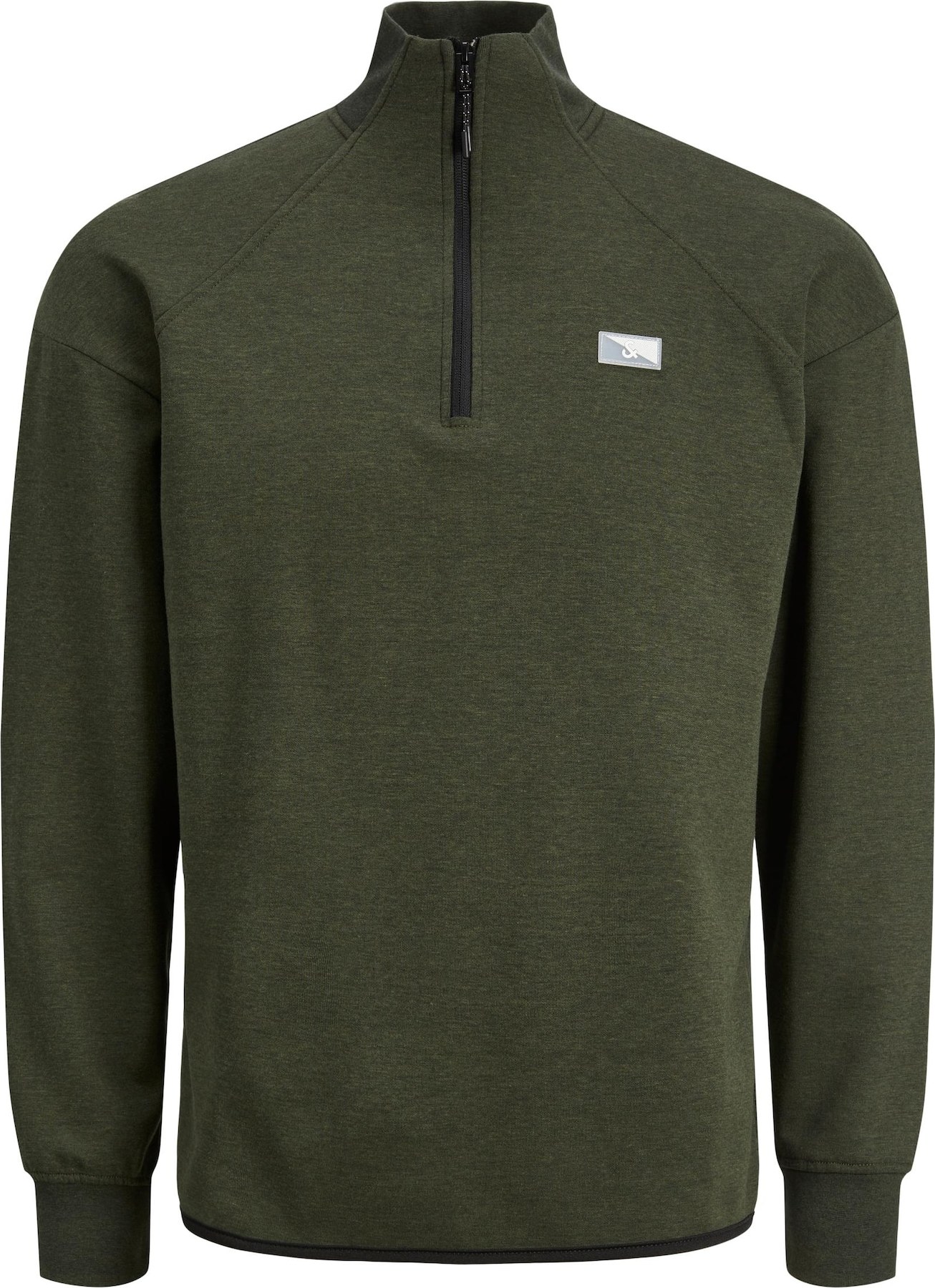 JACK & JONES Mikina tmavě zelená / bílá