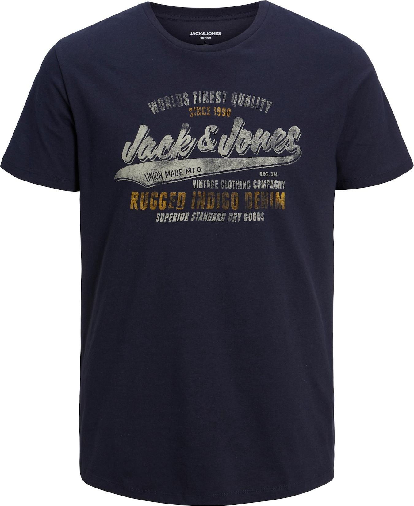 JACK & JONES Tričko 'BOOSTER' námořnická modř / světle šedá / žlutá