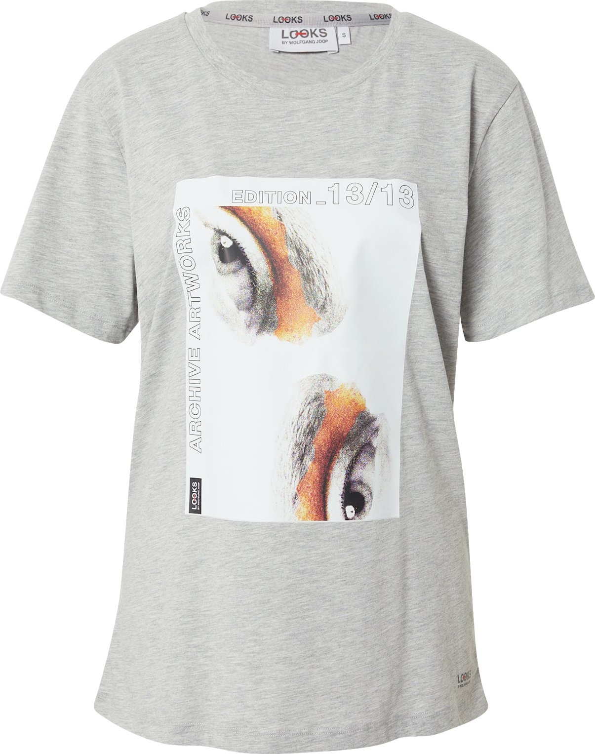 LOOKS by Wolfgang Joop Tričko šedá / černá / offwhite / tmavě oranžová