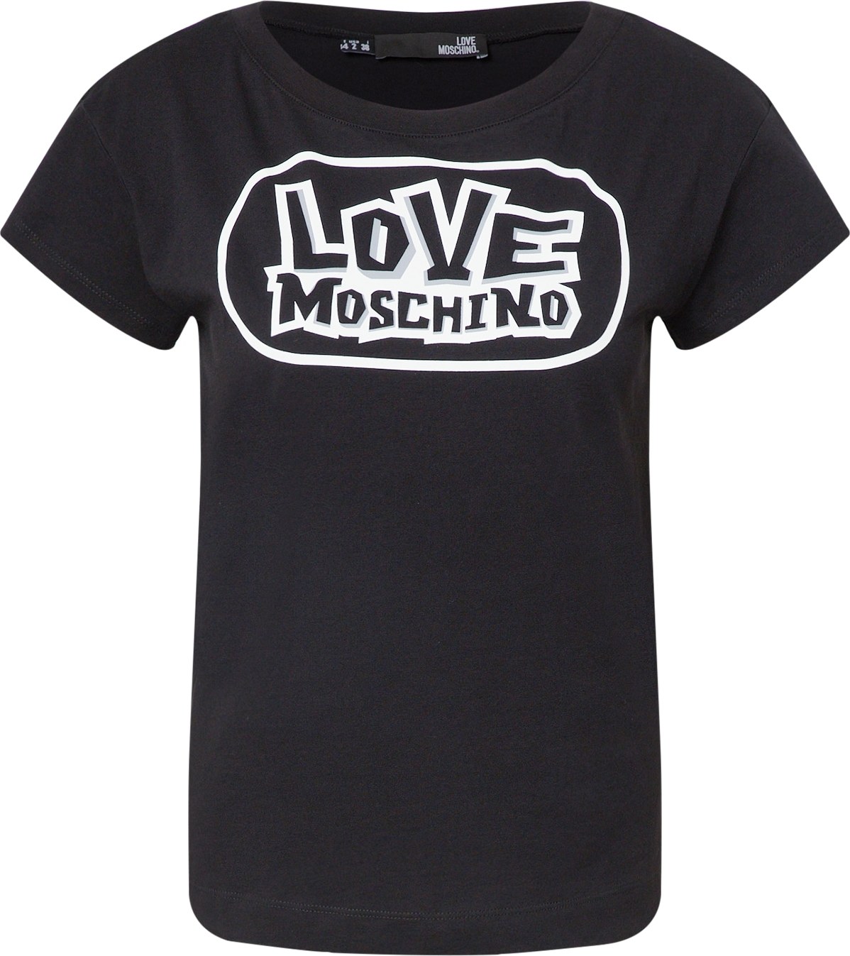 Love Moschino Tričko černá / bílá / světle šedá