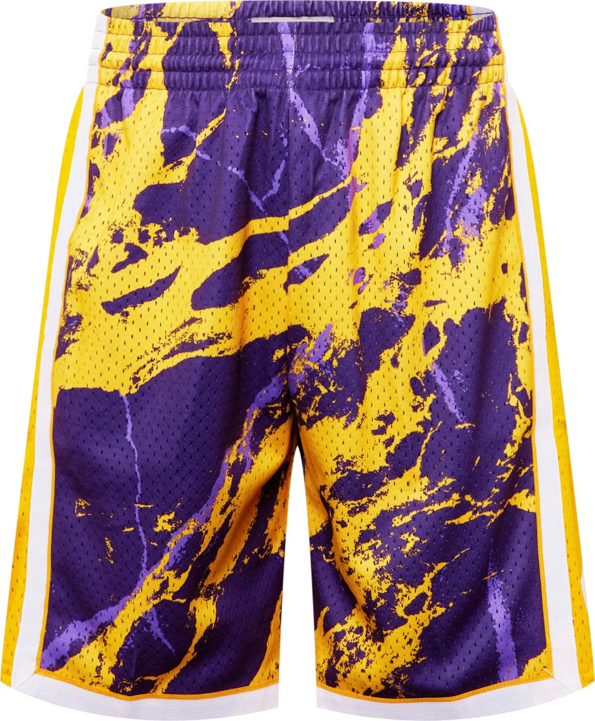 Mitchell & Ness Sportovní kalhoty 'TEAM MARBLE' tmavě fialová / tmavě žlutá / bílá