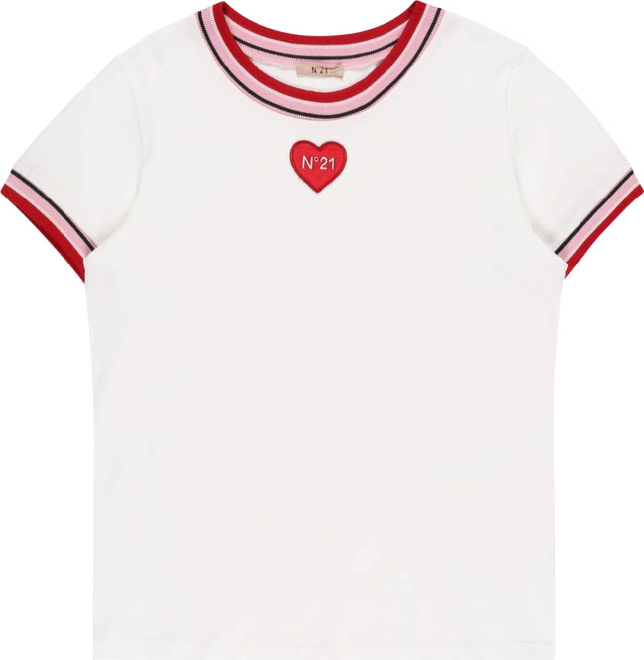 N°21 Tričko bílá / ohnivá červená / růžová / černá