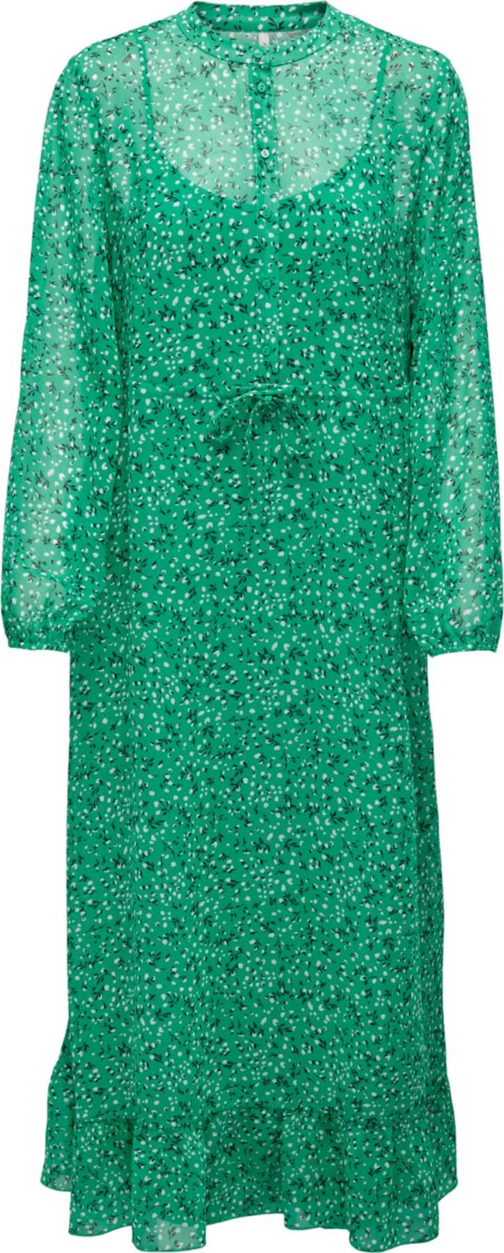 ONLY Košilové šaty 'LUCIA DITZY' zelená / bílá / černá