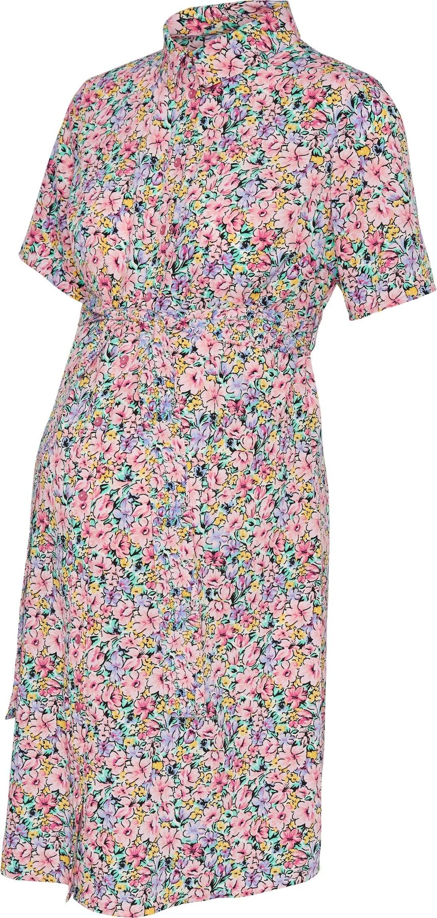 Pieces Maternity Košilové šaty 'APRIL' pink / šeříková / černá / zlatě žlutá