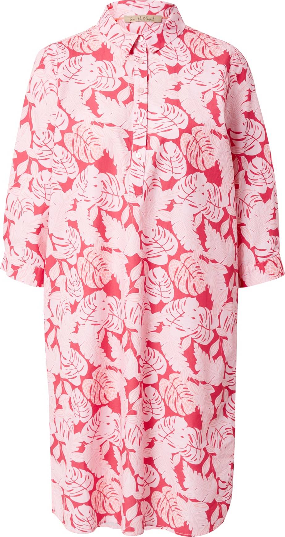 Smith&Soul Košilové šaty pastelově růžová / červená