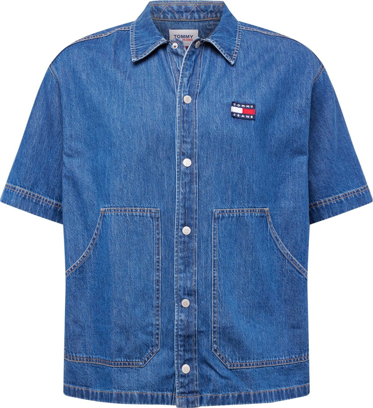 Tommy Jeans Košile modrá džínovina / bílá / námořnická modř / červená