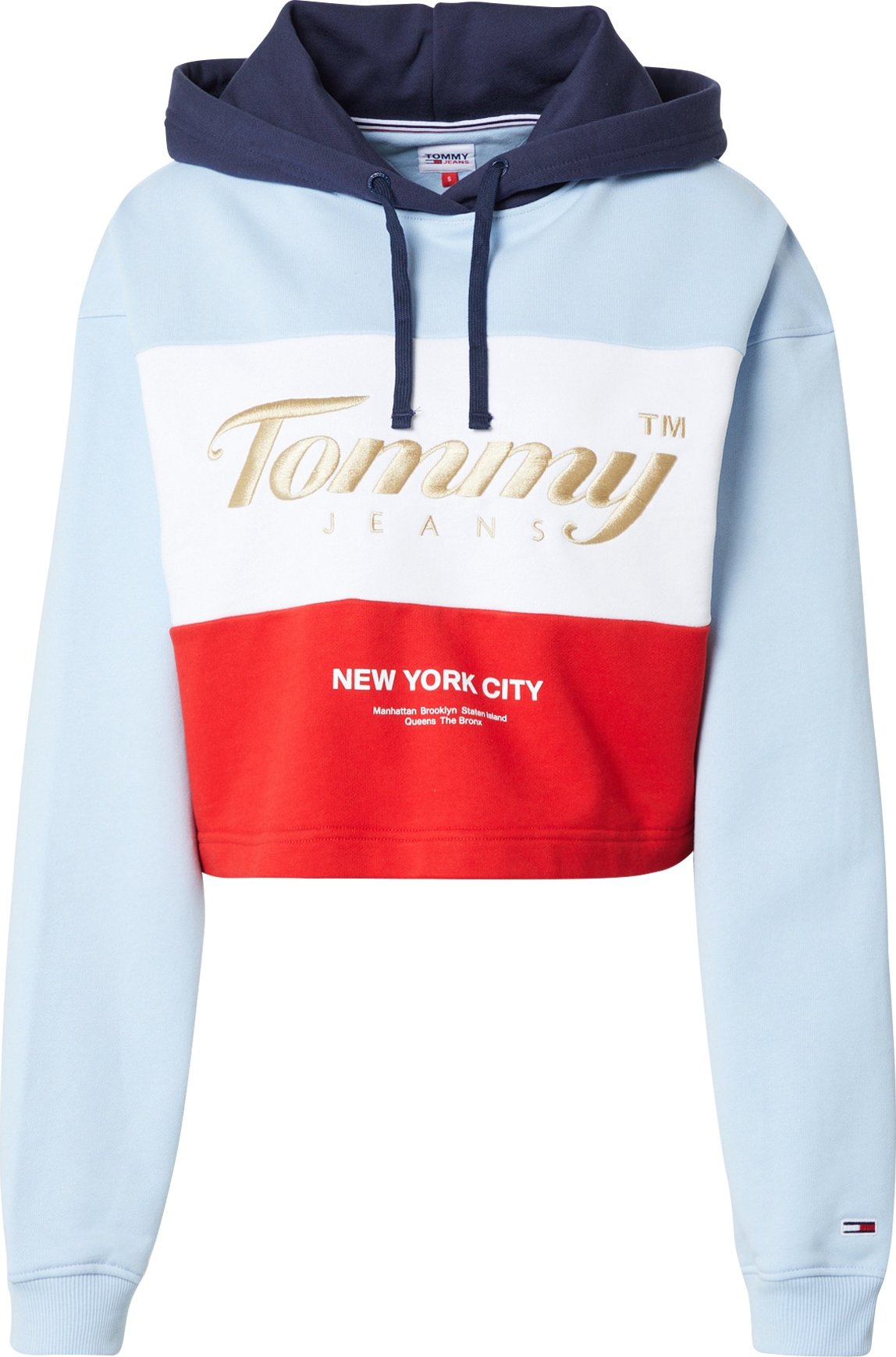 Tommy Jeans Mikina světlemodrá / červená / námořnická modř / zlatá