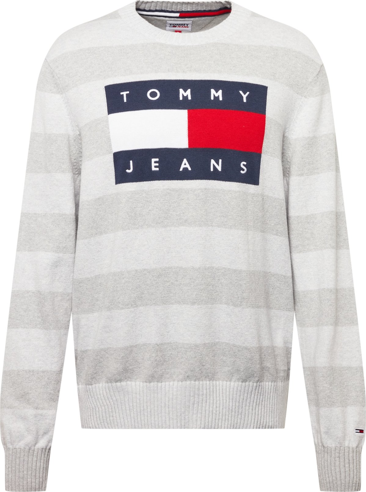 Tommy Jeans Svetr bílá / světle šedá / noční modrá / červená