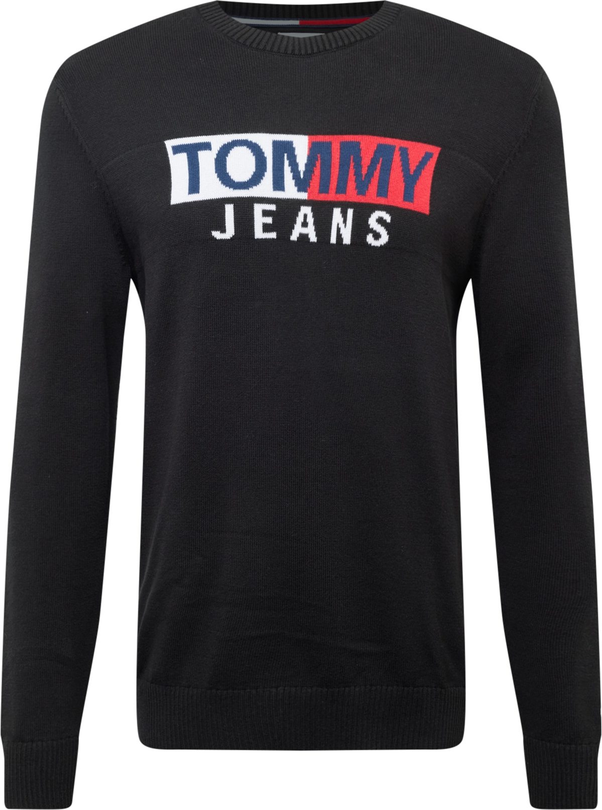Tommy Jeans Svetr černá / bílá / marine modrá / grenadina