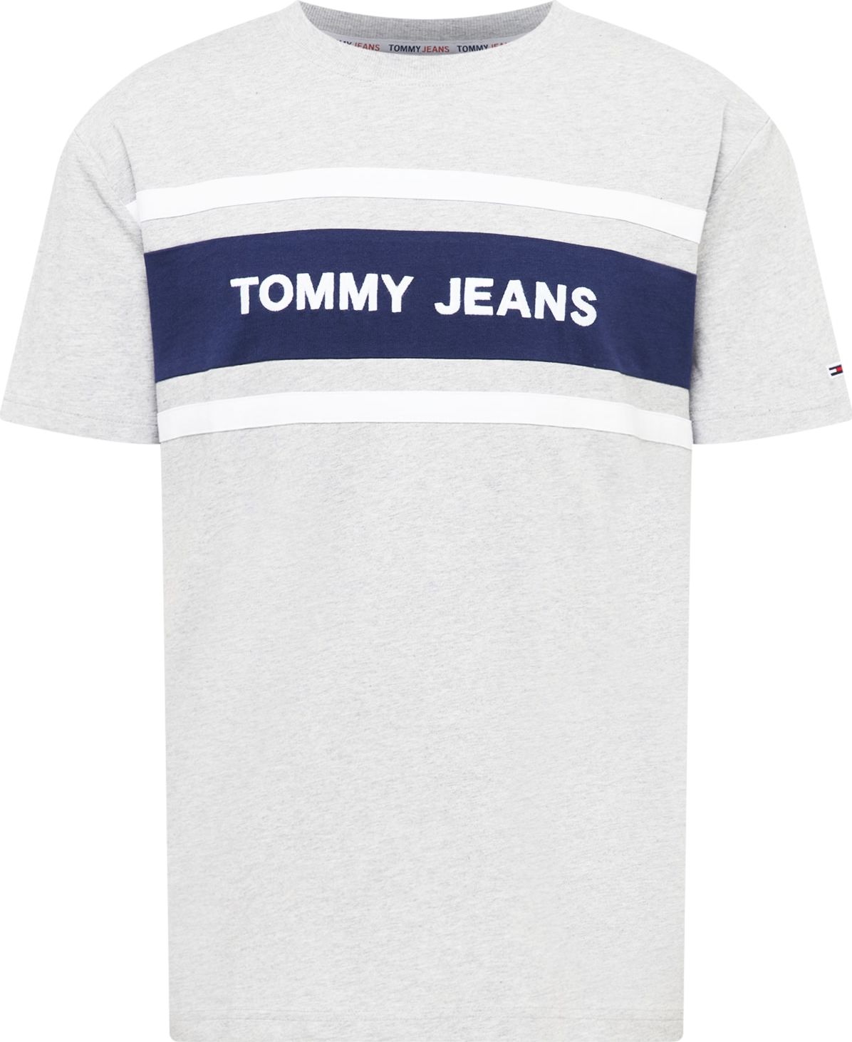 Tommy Jeans Tričko světle šedá / bílá / tmavě modrá