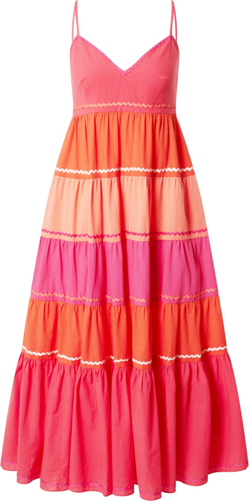 Twinset Letní šaty pastelově červená / oranžová / pink / jasně oranžová