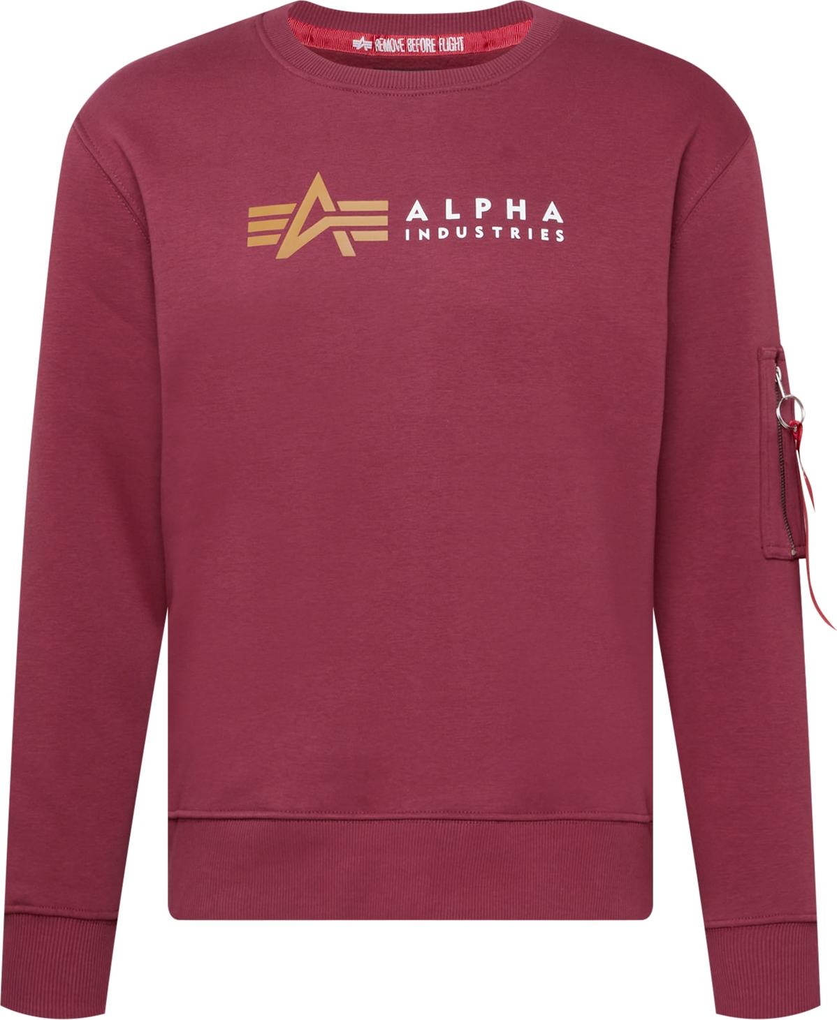 ALPHA INDUSTRIES Mikina burgundská červeň / zlatě žlutá / bílá
