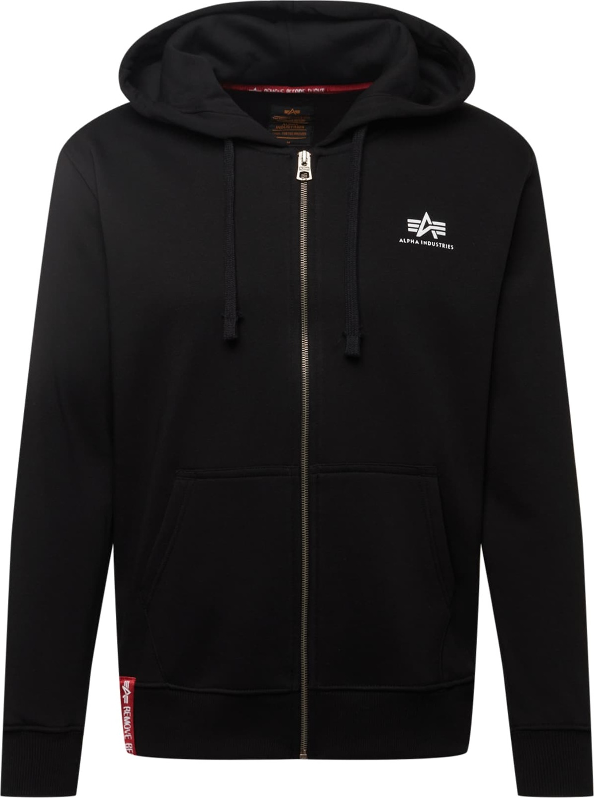 ALPHA INDUSTRIES Mikina s kapucí černá / bílá / červená