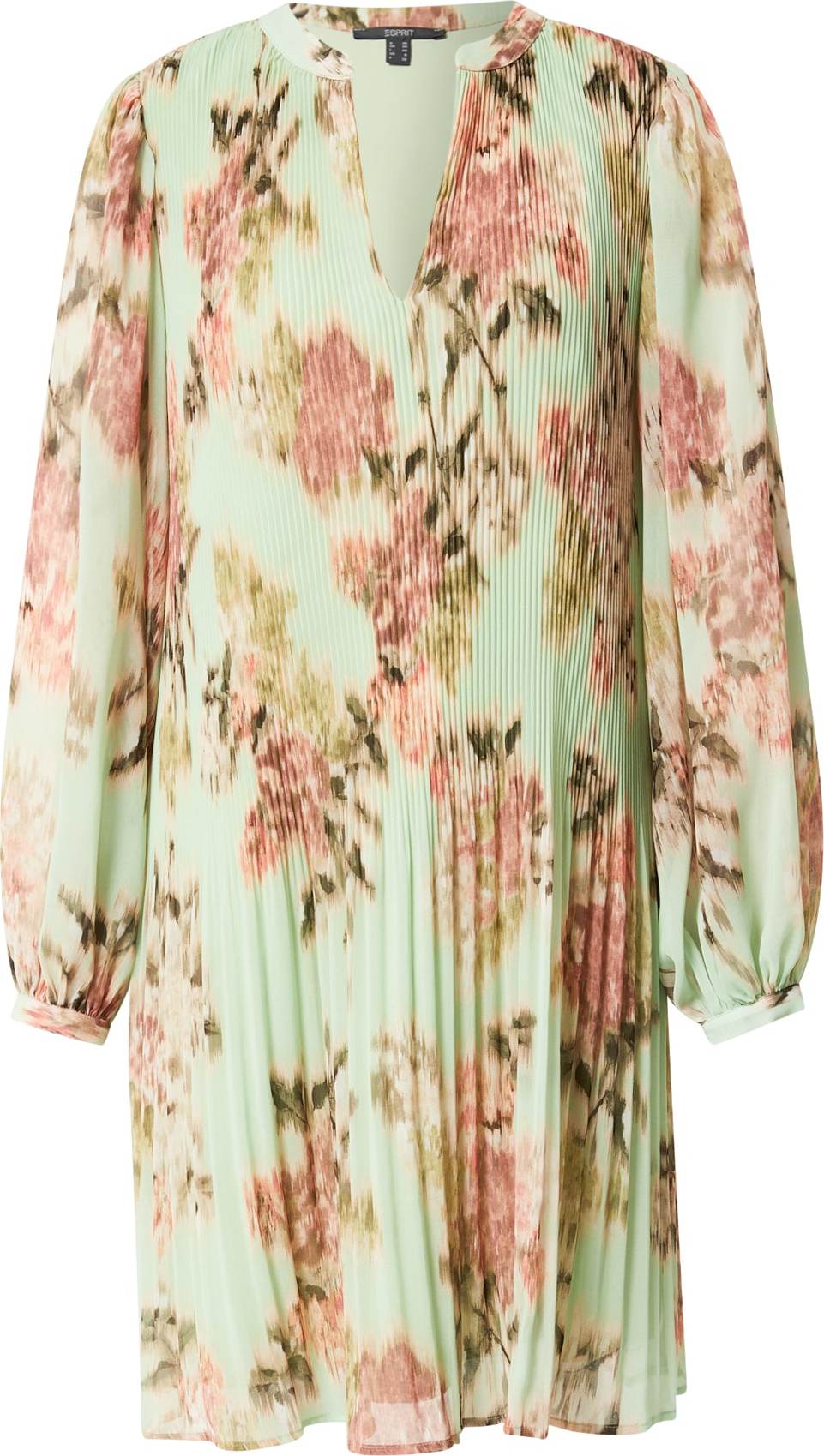 Esprit Collection Košilové šaty 'Fluent Geor' pastelově zelená / jablko / růže