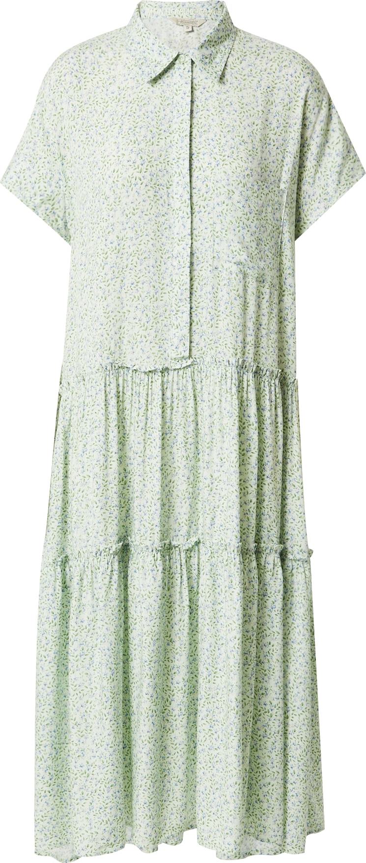 Herrlicher Košilové šaty 'Adelie' zelená / pastelově zelená / modrá