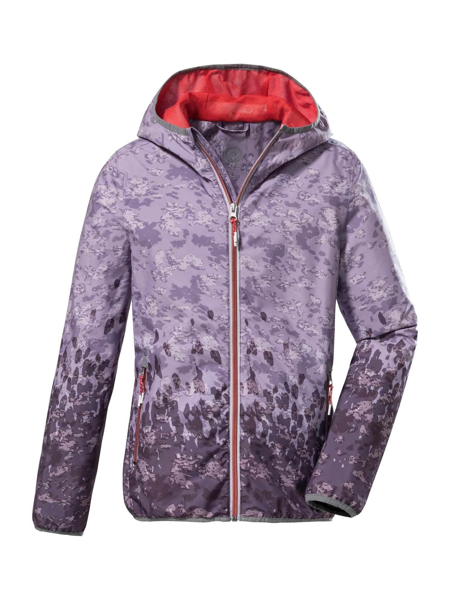 KILLTEC Outdoorová bunda 'KOS' fialová / tmavě fialová / červená / bílá / šedá