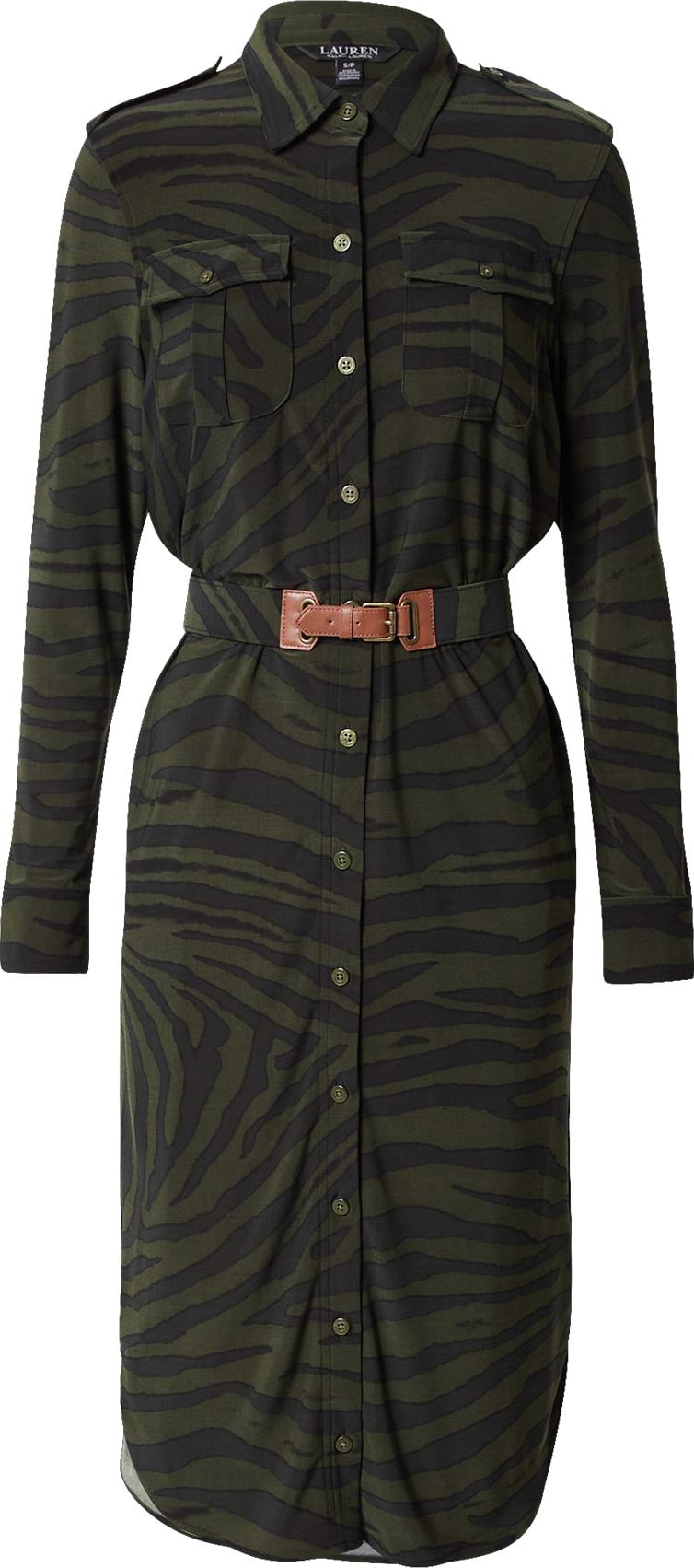 Lauren Ralph Lauren Košilové šaty 'GAJENDRA' olivová / khaki / koňaková