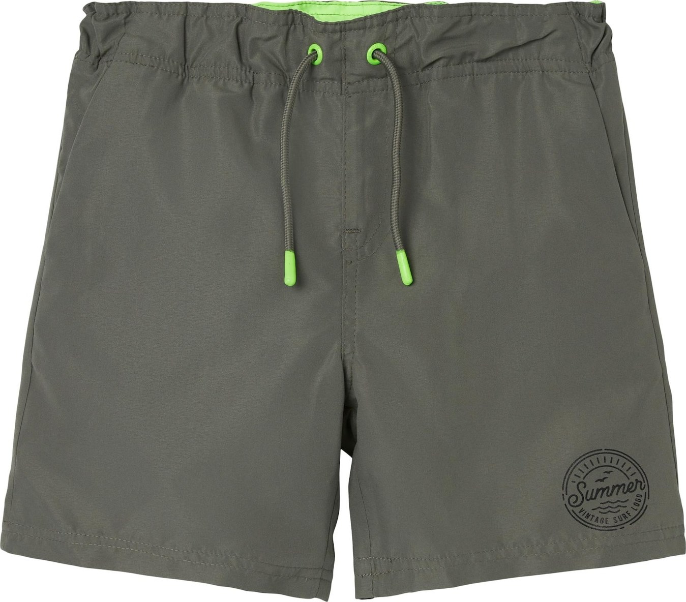 NAME IT Plavecké šortky 'Zads' khaki / svítivě zelená