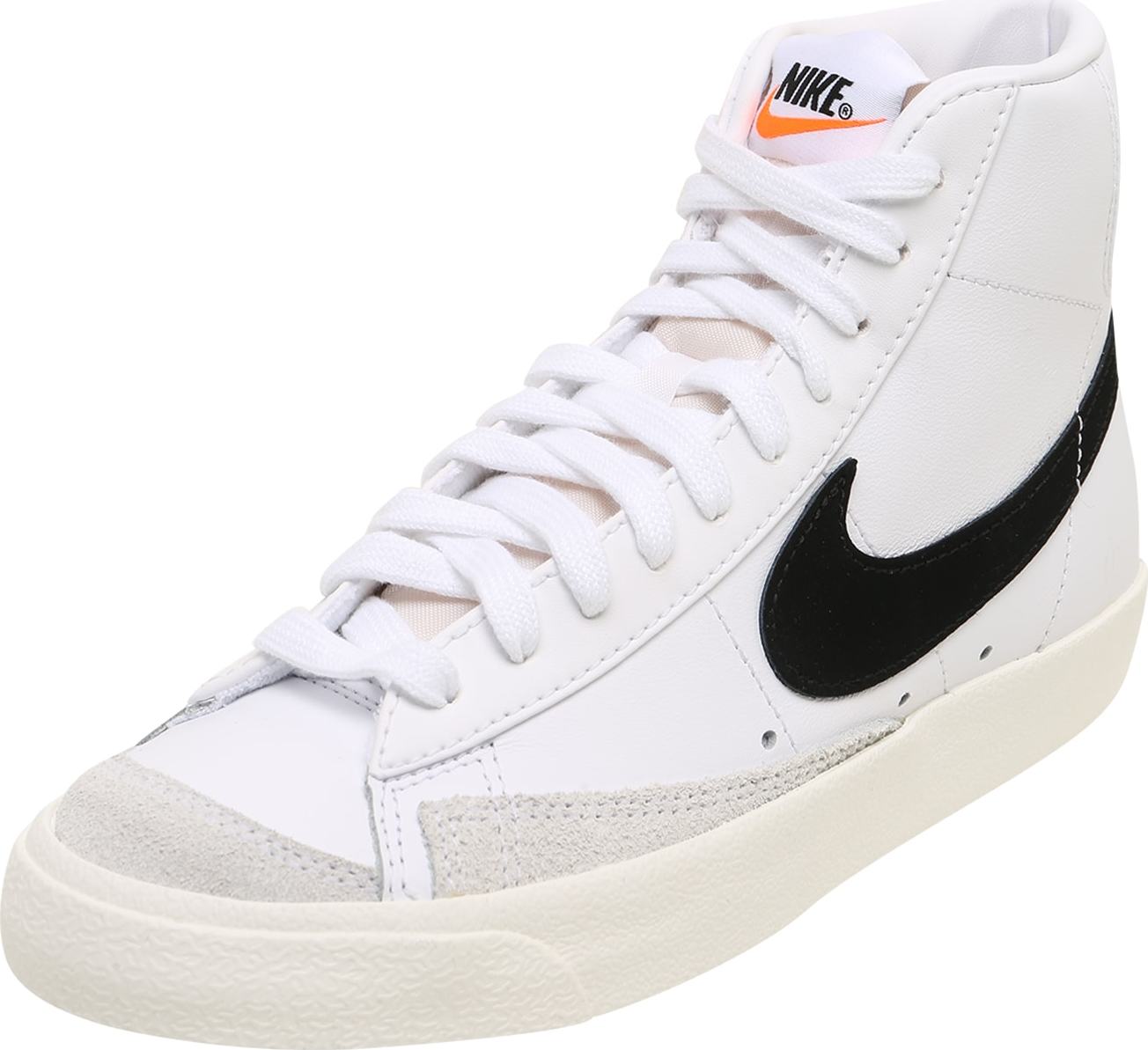 Nike Sportswear Kotníkové tenisky 'Blazer Mid 77' černá / bílá / béžová / oranžová