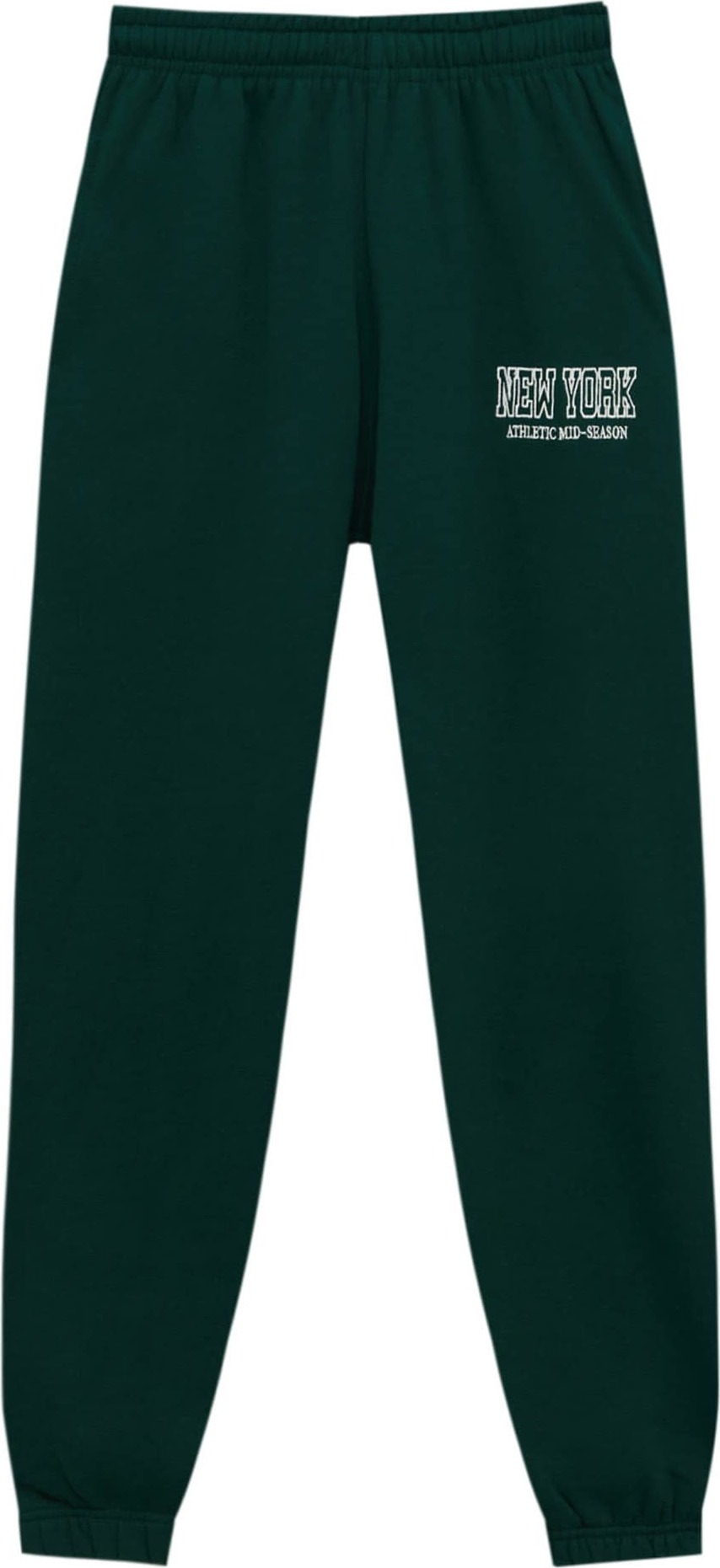 Pull&Bear Kalhoty tmavě zelená / bílá