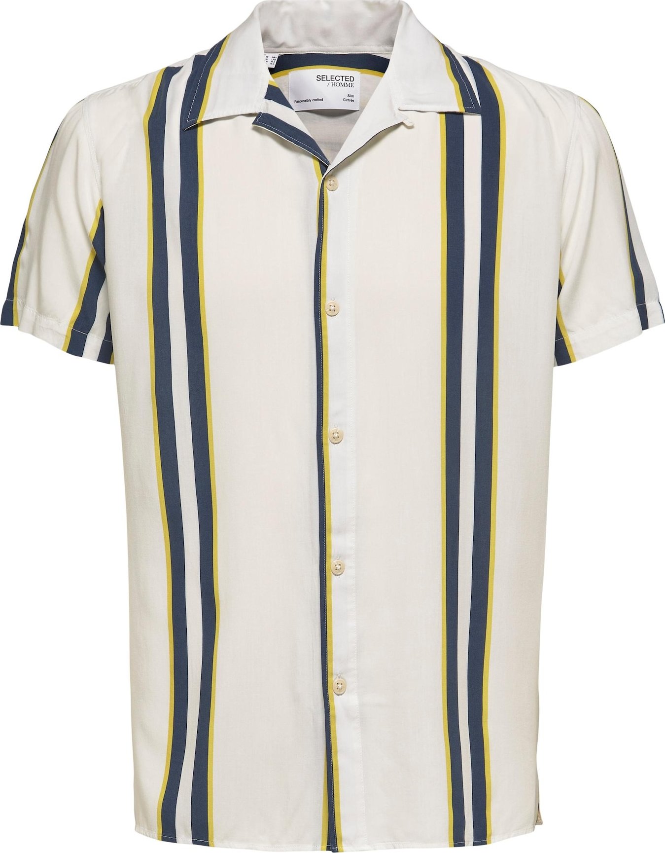 SELECTED HOMME Košile 'Carl' žlutá / námořnická modř / béžová