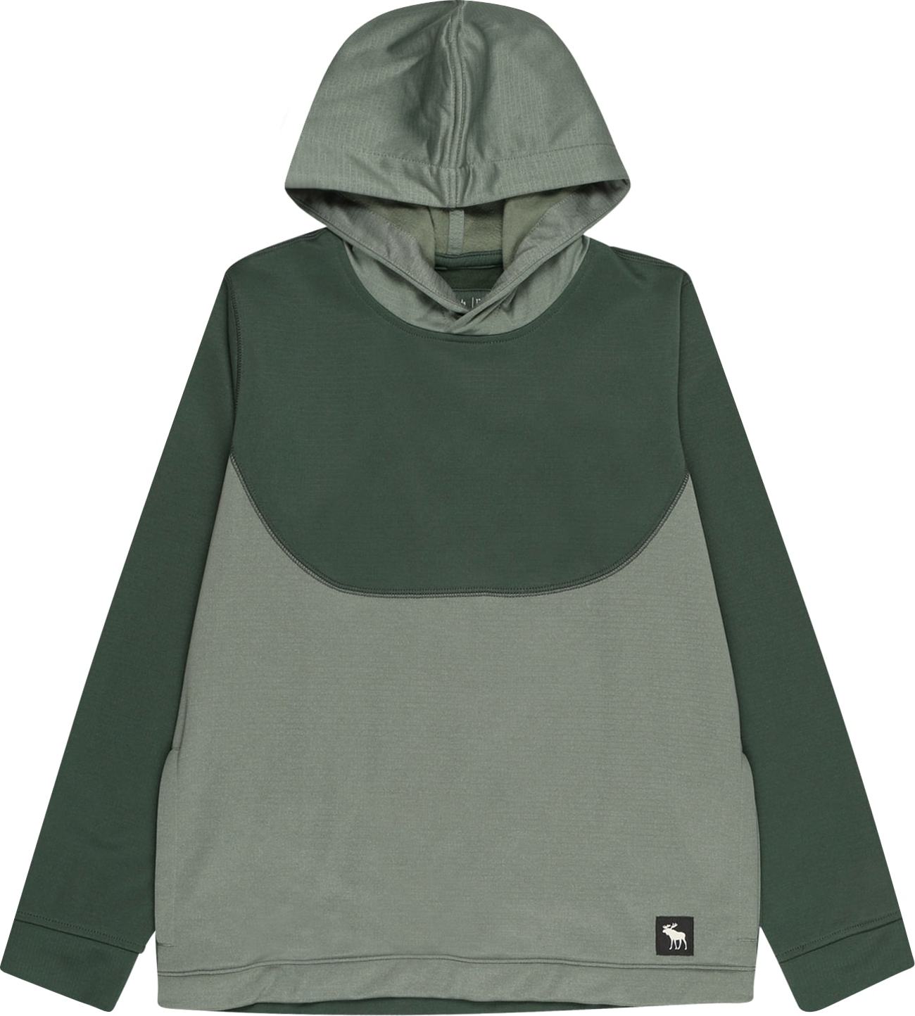 Abercrombie & Fitch Mikina tmavě zelená / khaki / bílá / černá