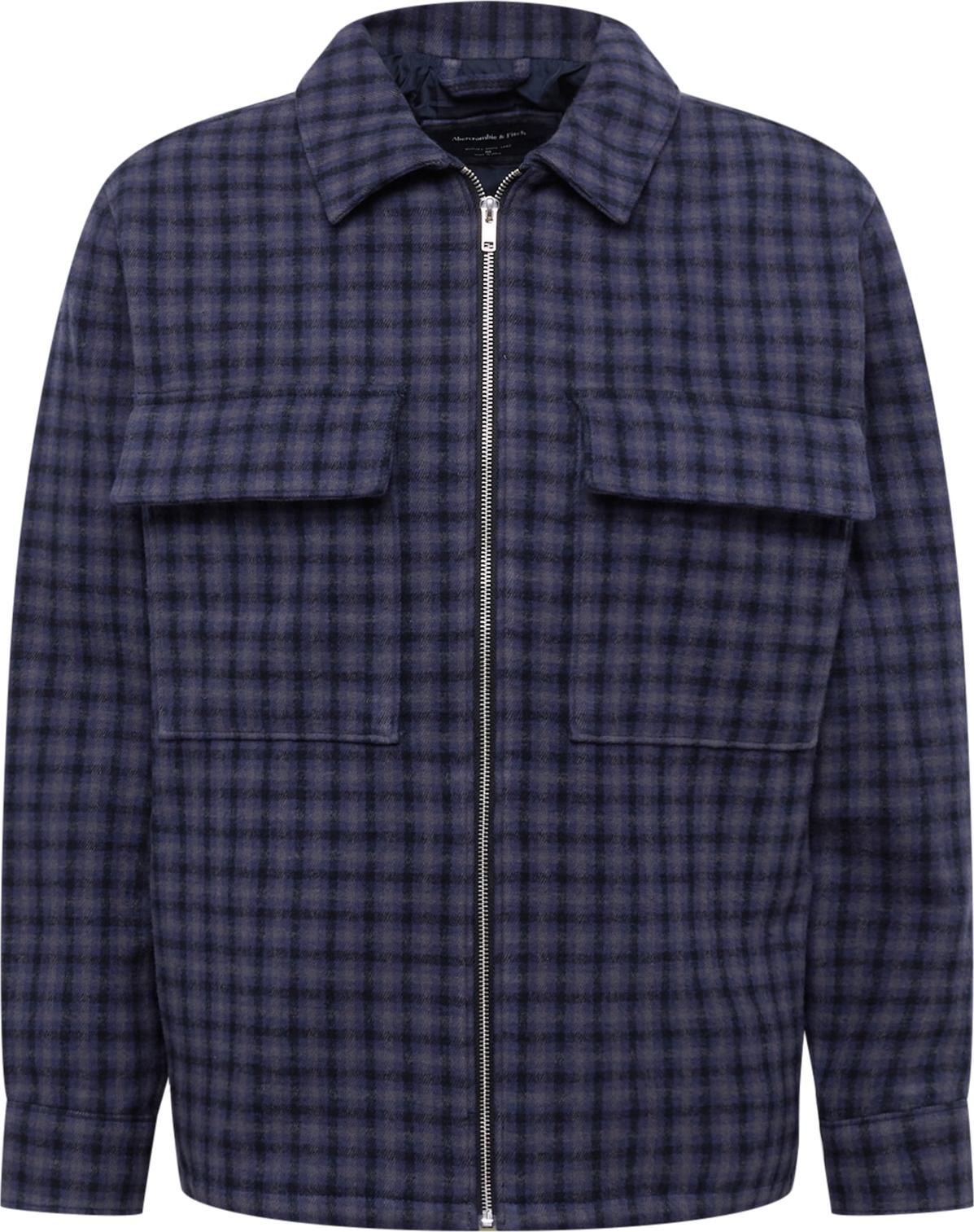 Abercrombie & Fitch Přechodná bunda černá / indigo / tmavě šedá