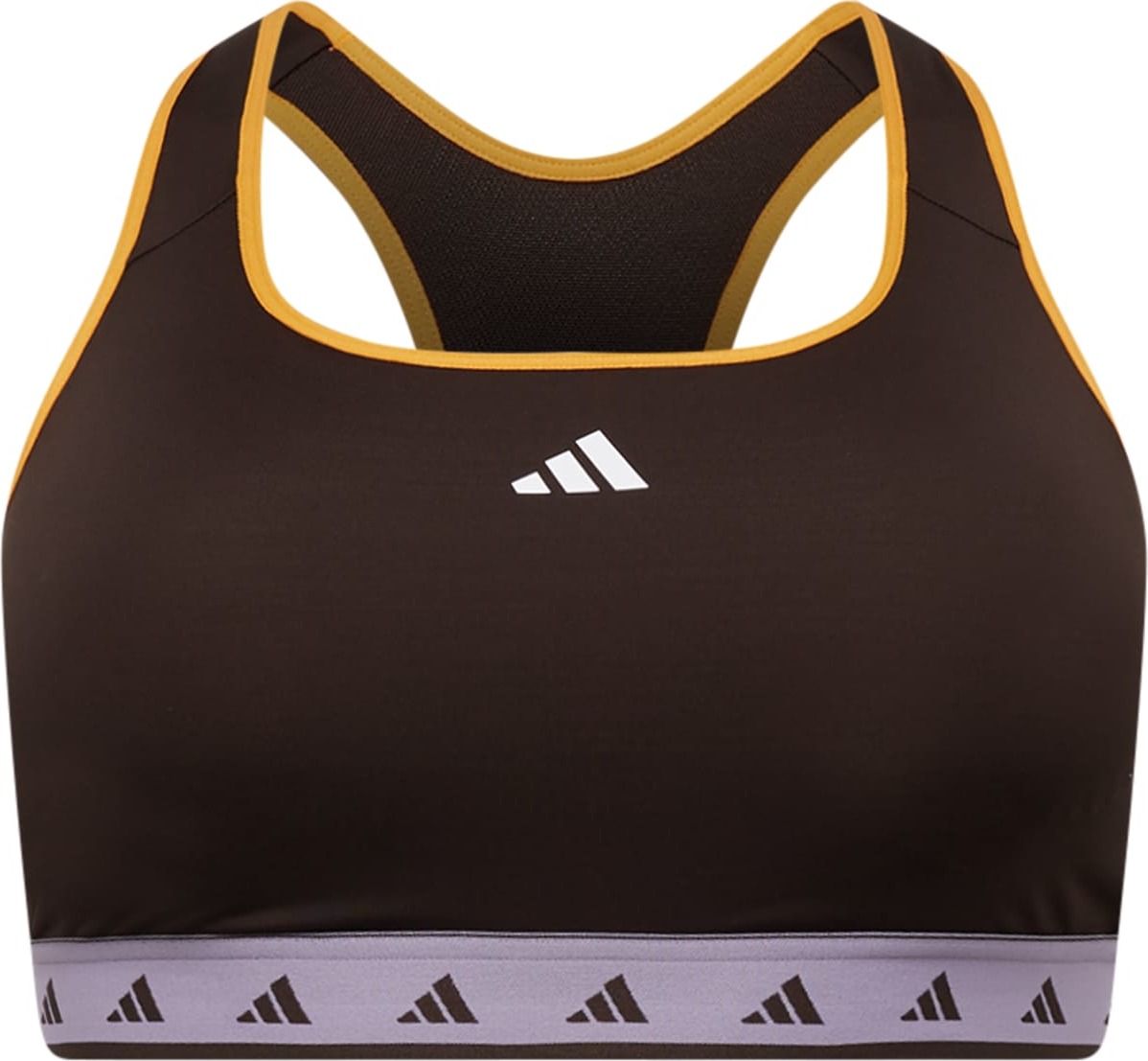 ADIDAS PERFORMANCE Sportovní podprsenka kaštanově hnědá / bílá / šeříková / zlatě žlutá