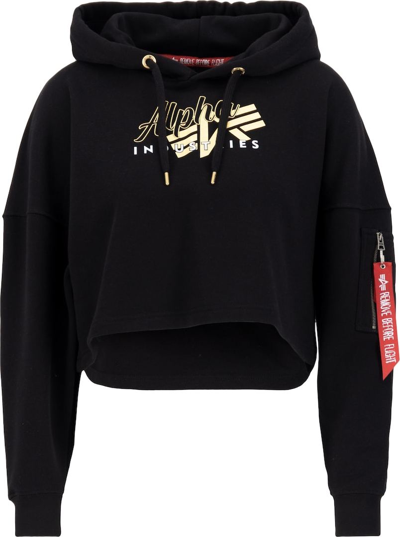 ALPHA INDUSTRIES Mikina zlatá / černá / bílá
