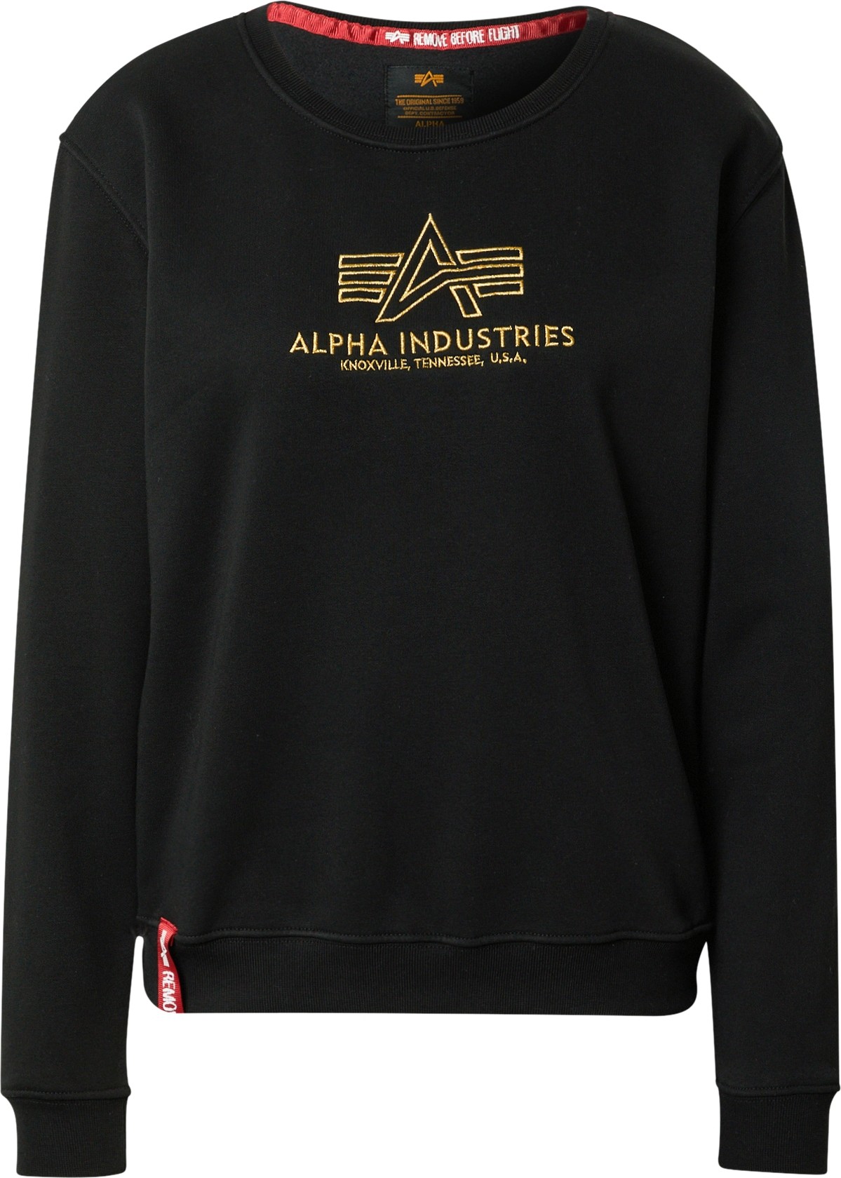 ALPHA INDUSTRIES Mikina 'Embroidery' černá / zlatá