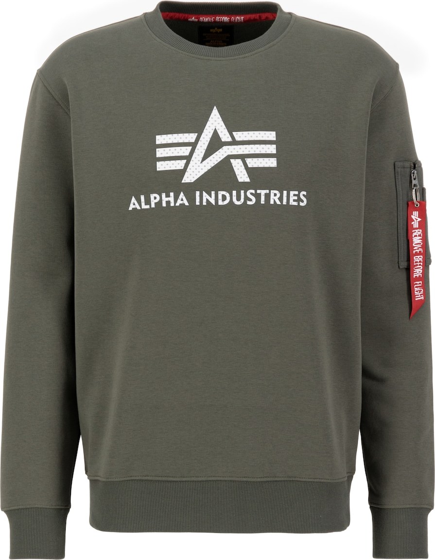 ALPHA INDUSTRIES Mikina khaki / bílá