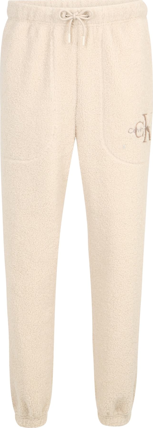 Calvin Klein Jeans Kalhoty barva bílé vlny