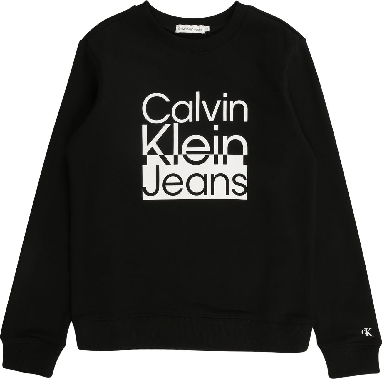 Calvin Klein Jeans Mikina černá / bílá