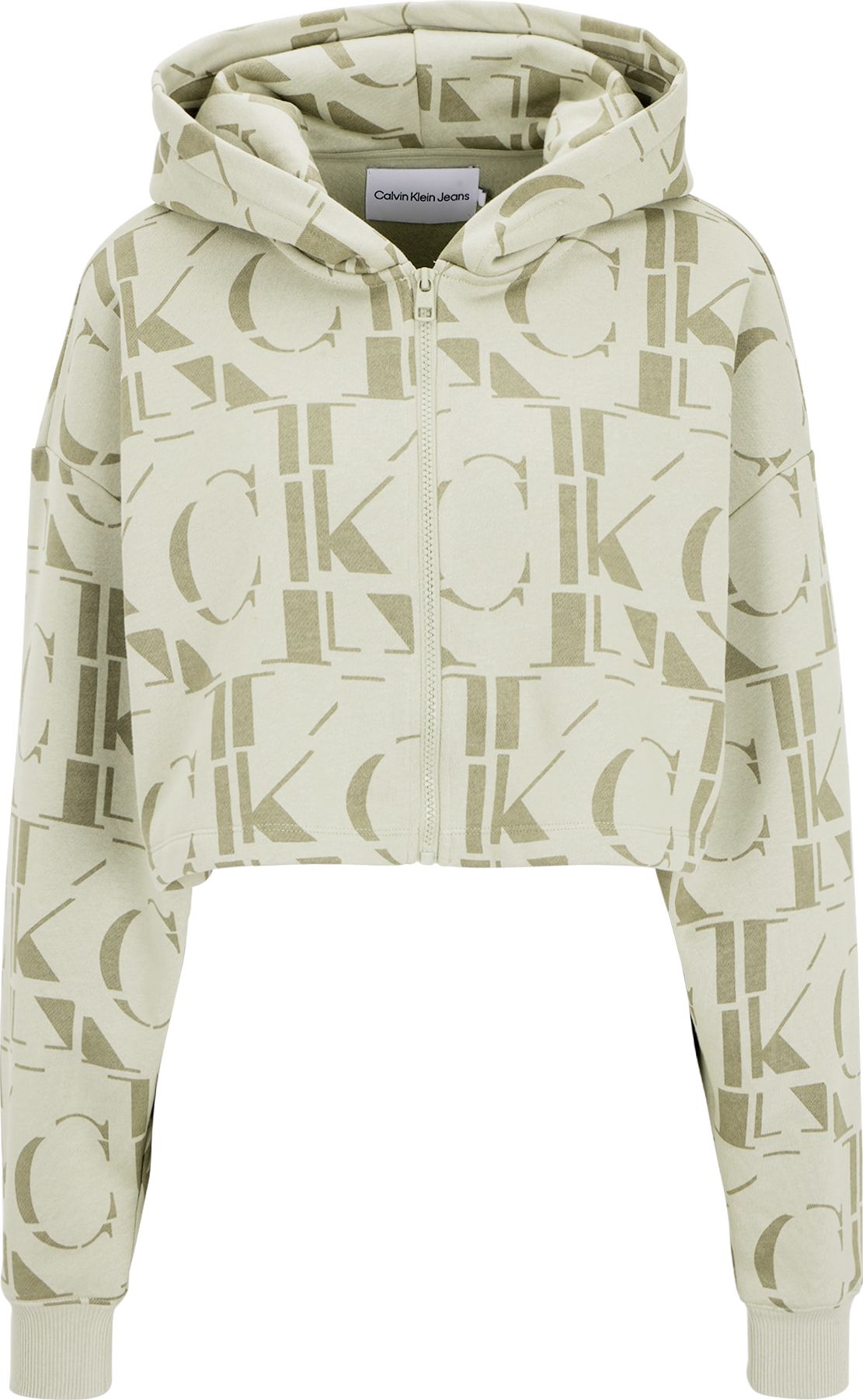 Calvin Klein Jeans Mikina s kapucí béžová / olivová