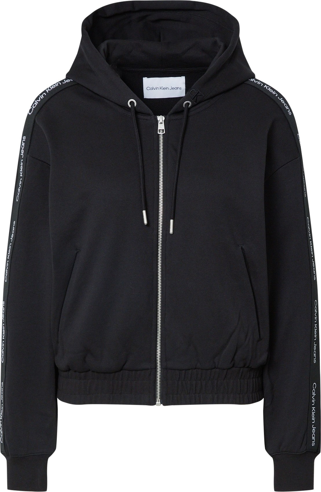 Calvin Klein Jeans Mikina s kapucí černá / bílá